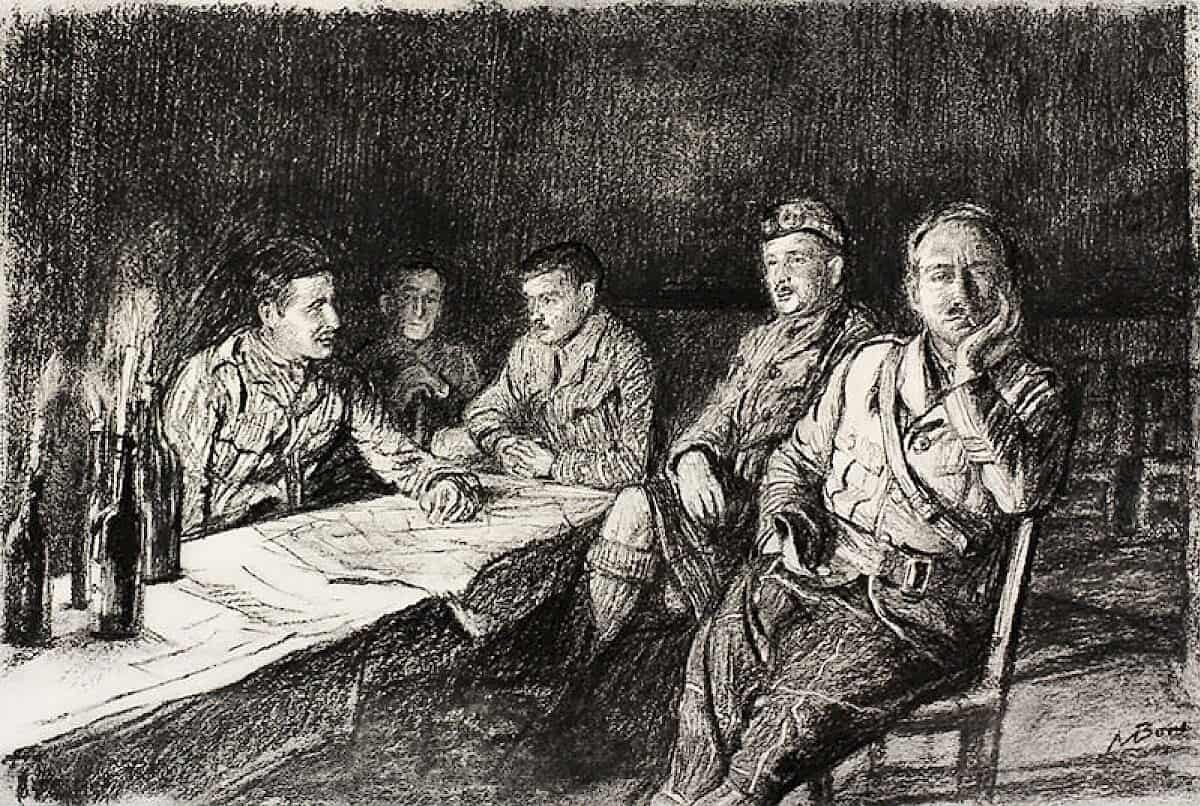 Officers' Mess - War Drawings by Muirhead Bone
